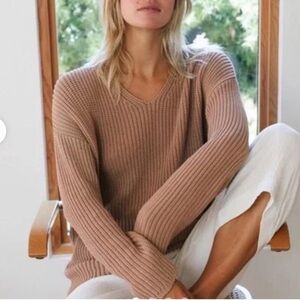 Jenni Kayne Wool Alpaca Blend Oversized Cabin Sweater Pink Size Small